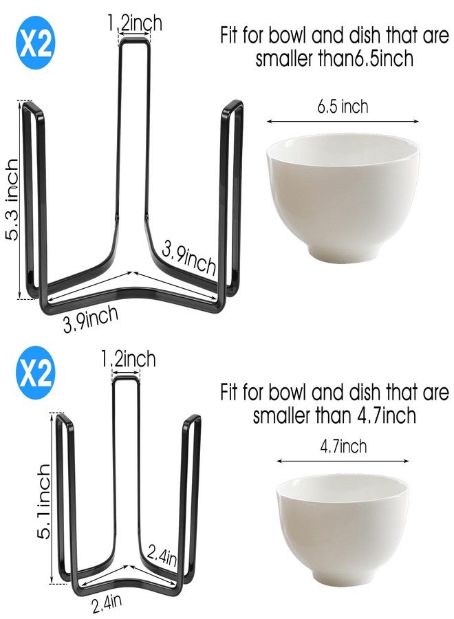 wutfuooo 4PCS Dinnerware Bowl Plate Holder ,Bowl Holders Organizer Fit for 4.7 and 6.5 Inches Diameters Bowl, Metal Bowl Storage Dying Display Rack for Kitchen Drawer, Countertop, Cabinet, Shelf, Cupboard - Image 2